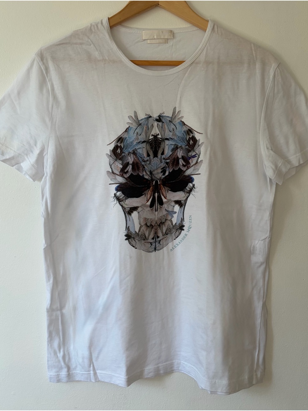 Alexander McQueen White Tee with Floral Skull Motif
